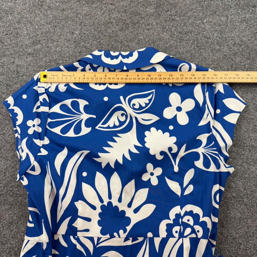 Boden Womens 12R Blue White Floral Cotton Midi Shirt Dress Vacation Belted NWT - Picture 9 of 13